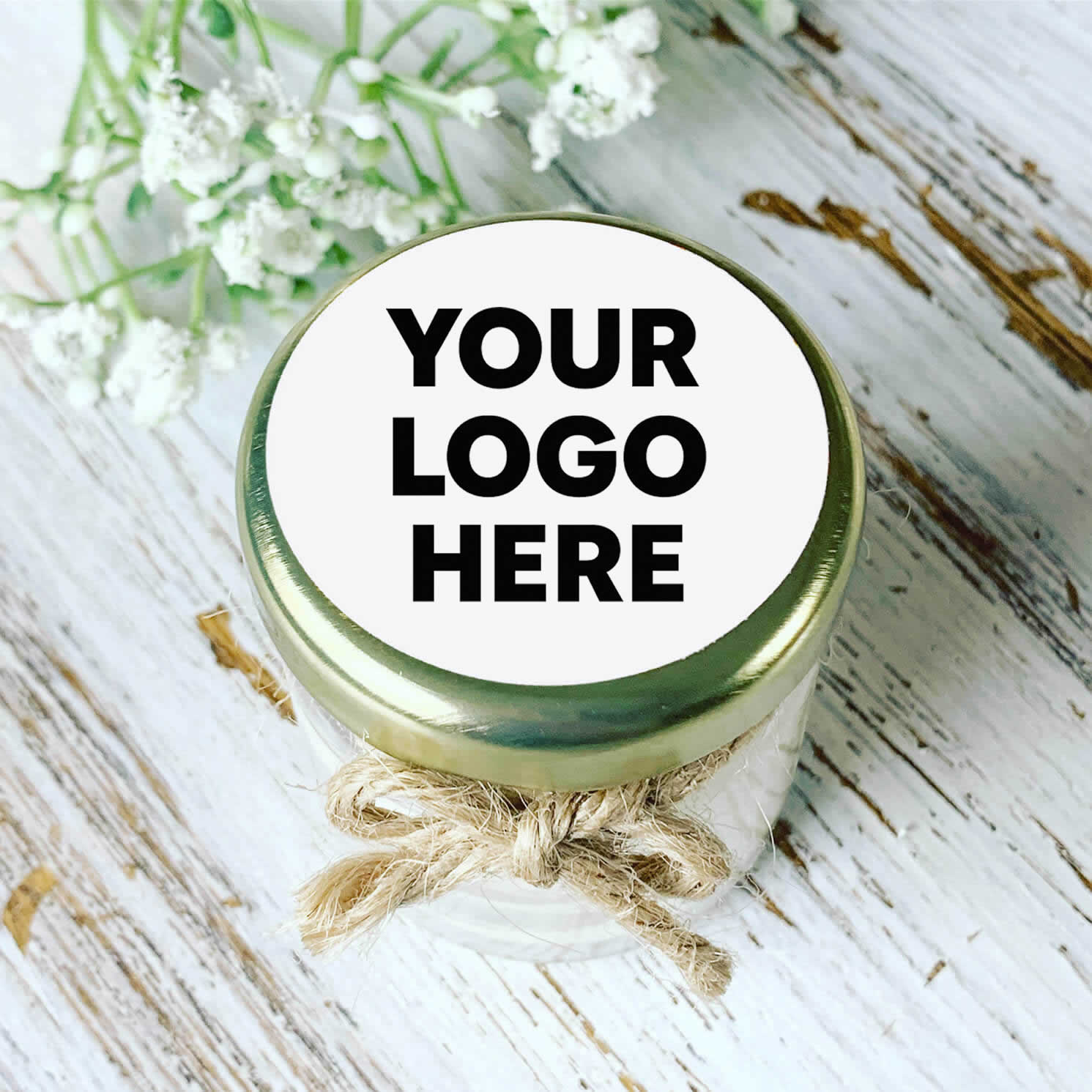 Personalised scented candle with logo for client gifts and corporate events
