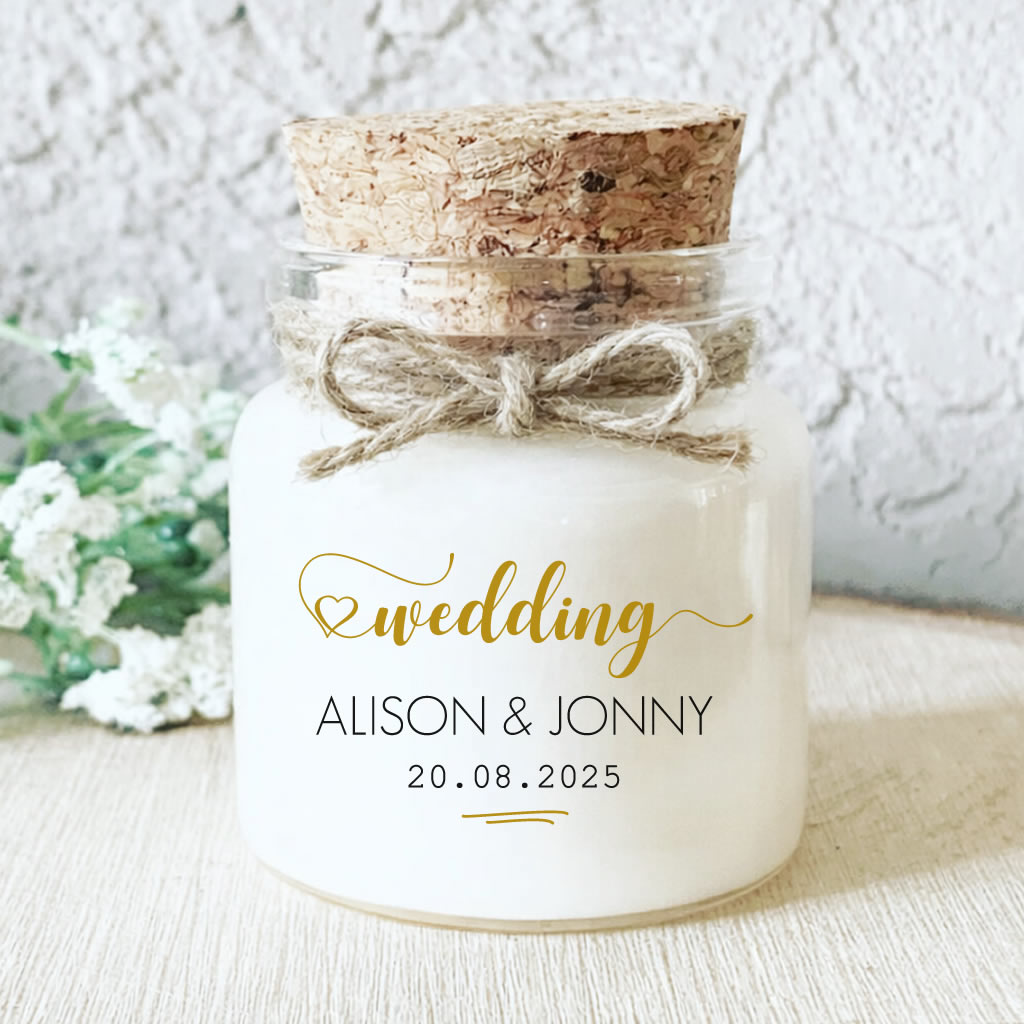 Personalised scented candle chic wedding baptism guest favours Alison hand-poured in Provence