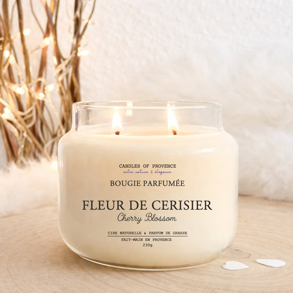 Bougie parfumée Fleur de Cerisier artisanale fait-main en Provence