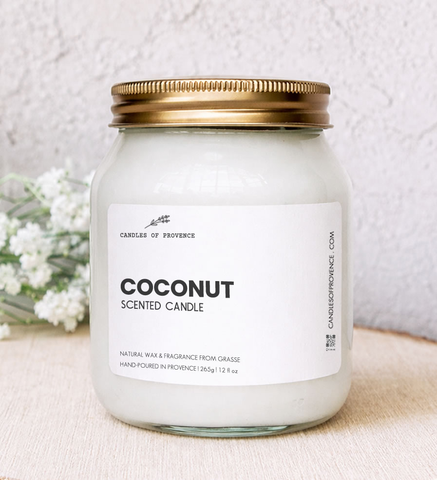 Large Coconut scented candle hand-poured in Provence