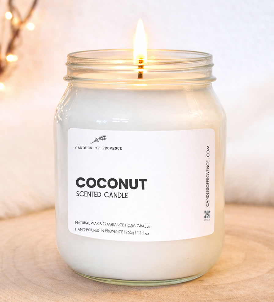 Large Coconut scented candle hand-poured in Provence