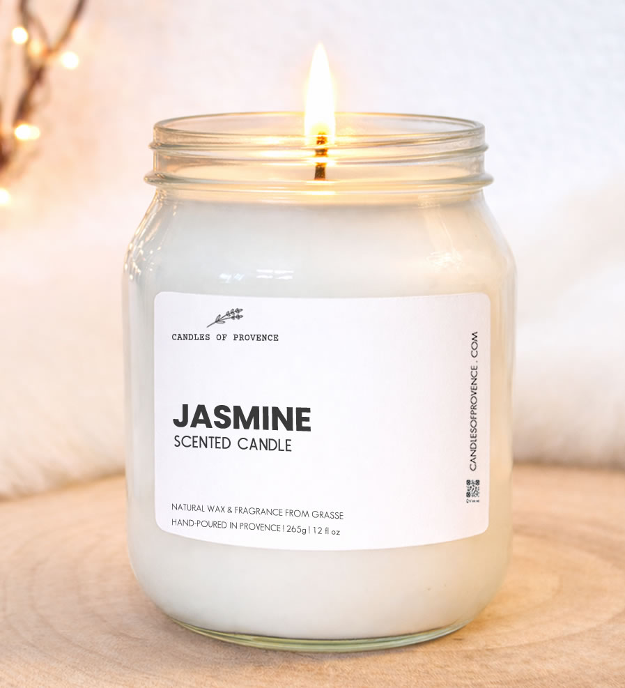 Large Jasmine scented candle hand-poured in Provence