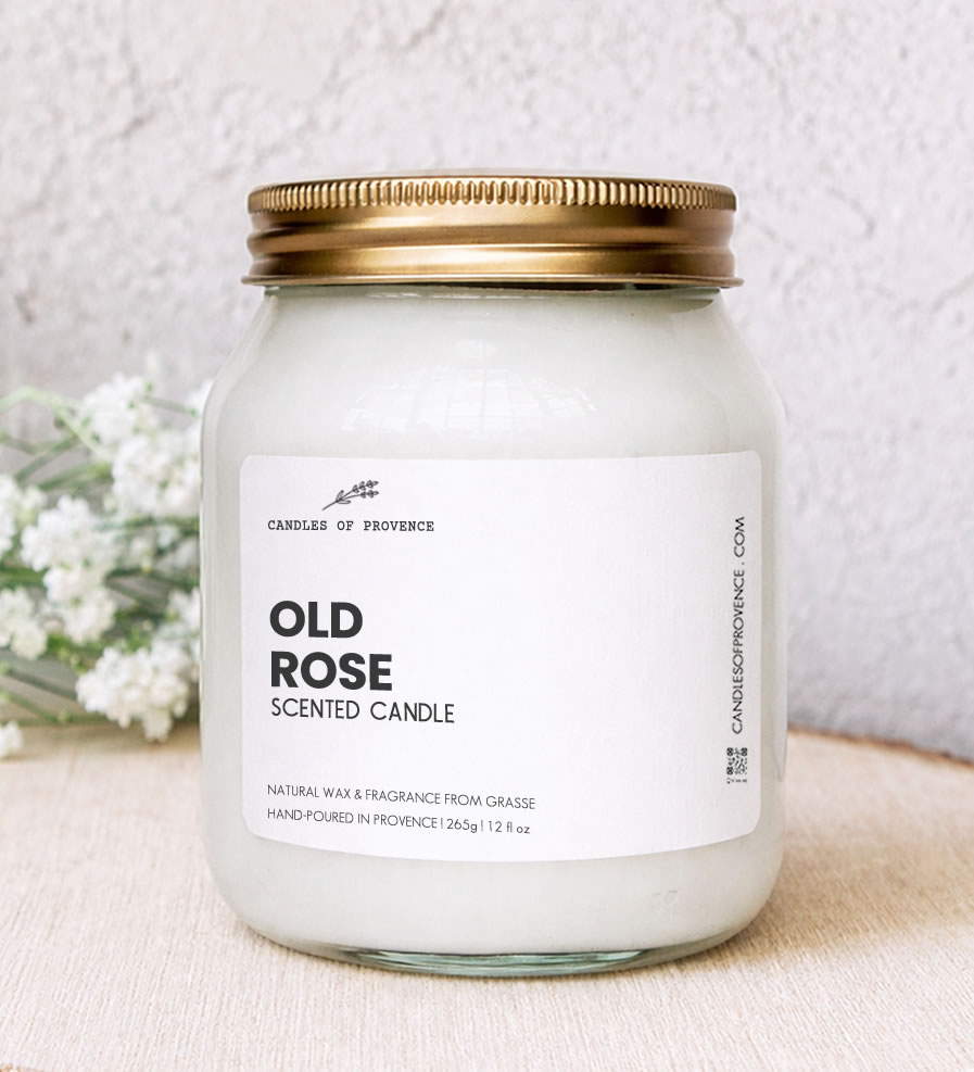 Large Old Rose scented candle hand-poured in Provence