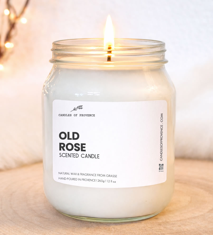 Large Old Rose scented candle hand-poured in Provence