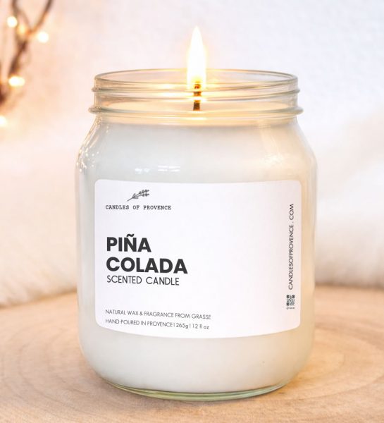 Large Piña Colada scented candle hand-poured in Provence