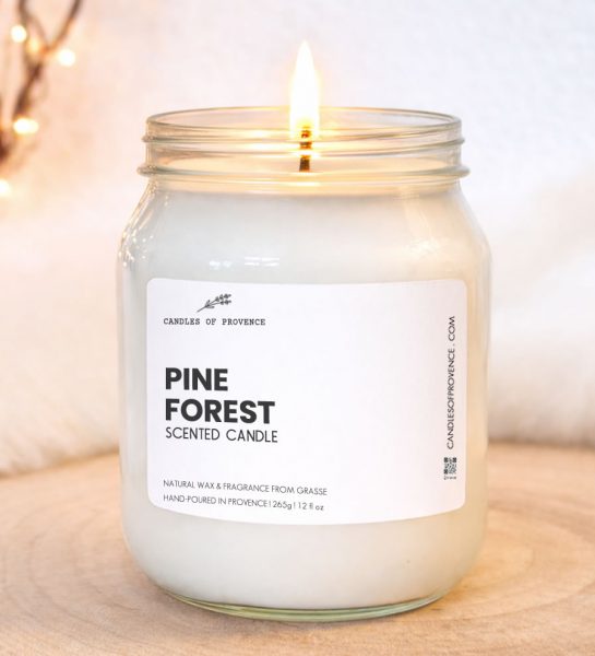 Large Pine Forest scented candle handmade with natural soy wax.