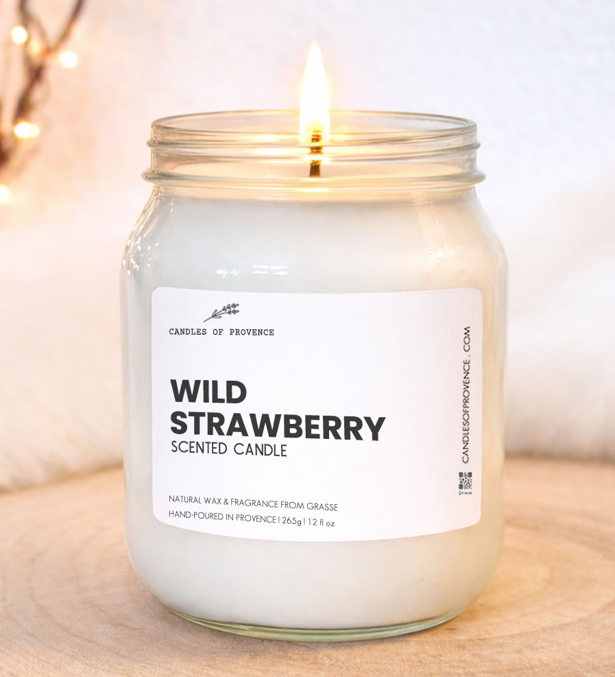 Large Wild Strawberry scented candle hand-poured in Provence