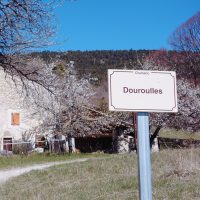 Douroulles village sign in Provence, South of France.