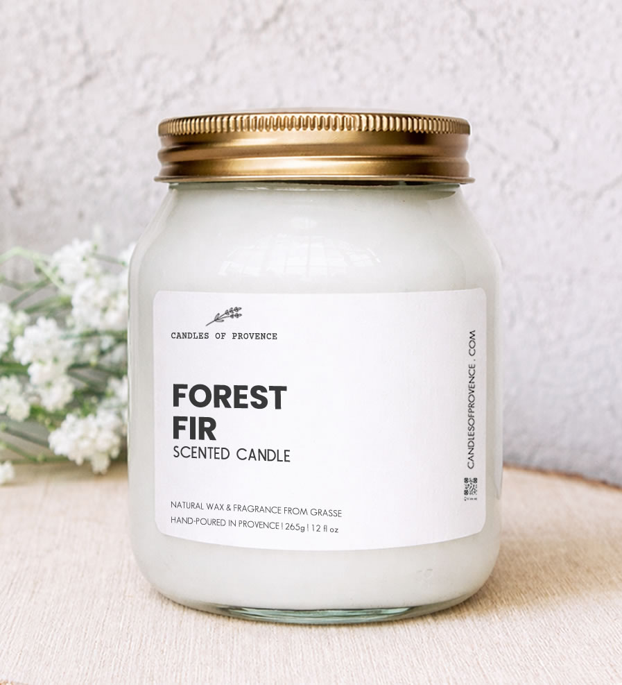 Grande bougie parfumée Sapin artisanale en cire naturelle de soja.
