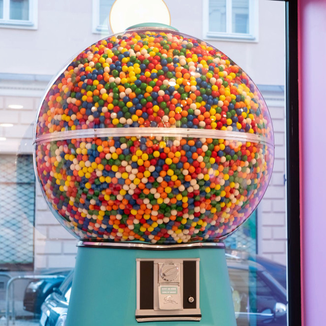 Retro Bubble Gum machine filled with colourful sweets